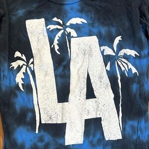 Rowdy Sprout Blue & Black Tie-Dye “LA”Graphic Tee 8
